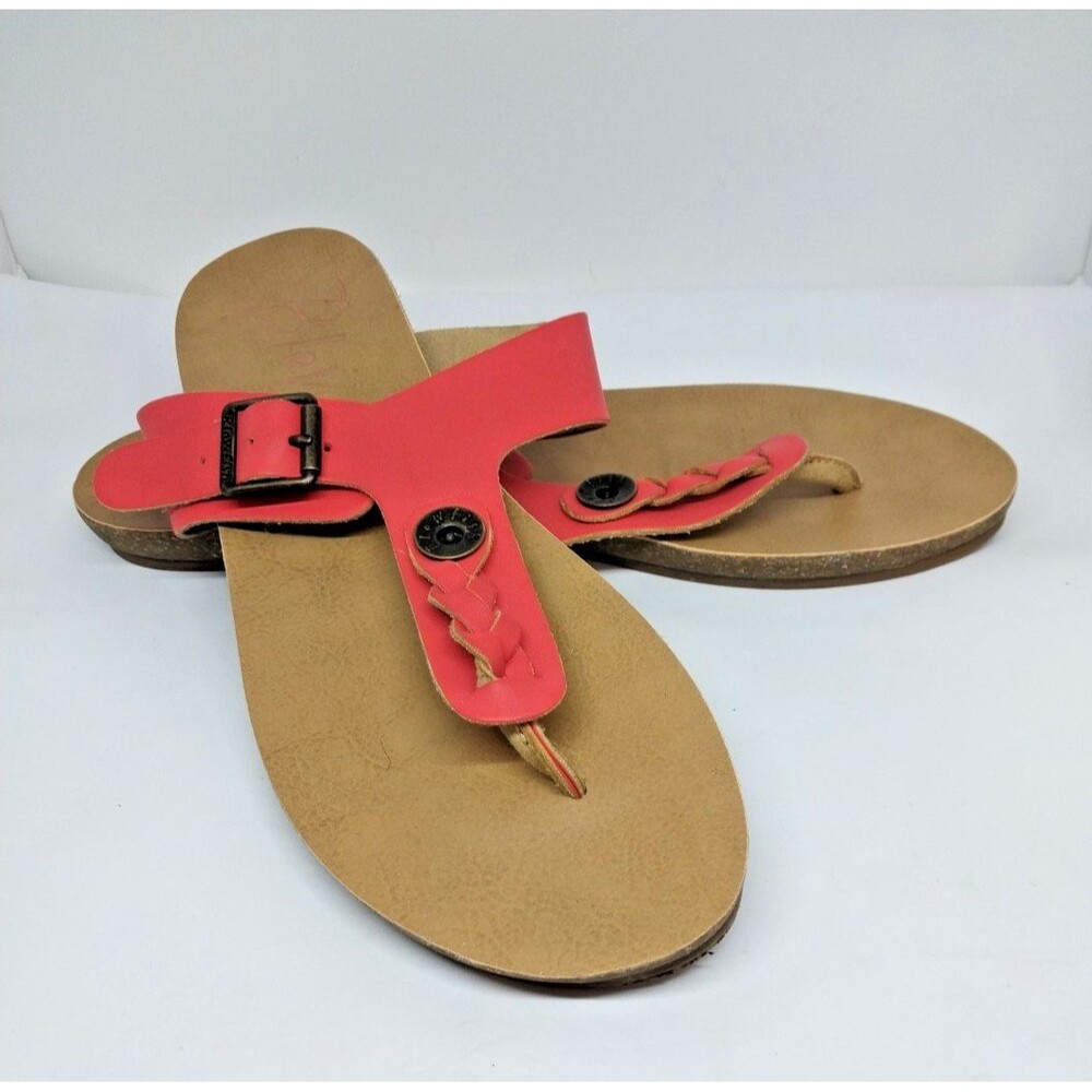 Blowfish Malibu Women's T-Strap Thong Sandals Dusty Rose  Buckle Flip Flops 9.5